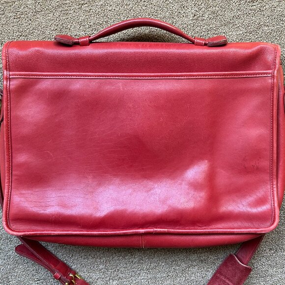 Coach Lexington Briefcase with Strap red Leather Vintage 90s Brass Turnlock - Picture 8 of 10